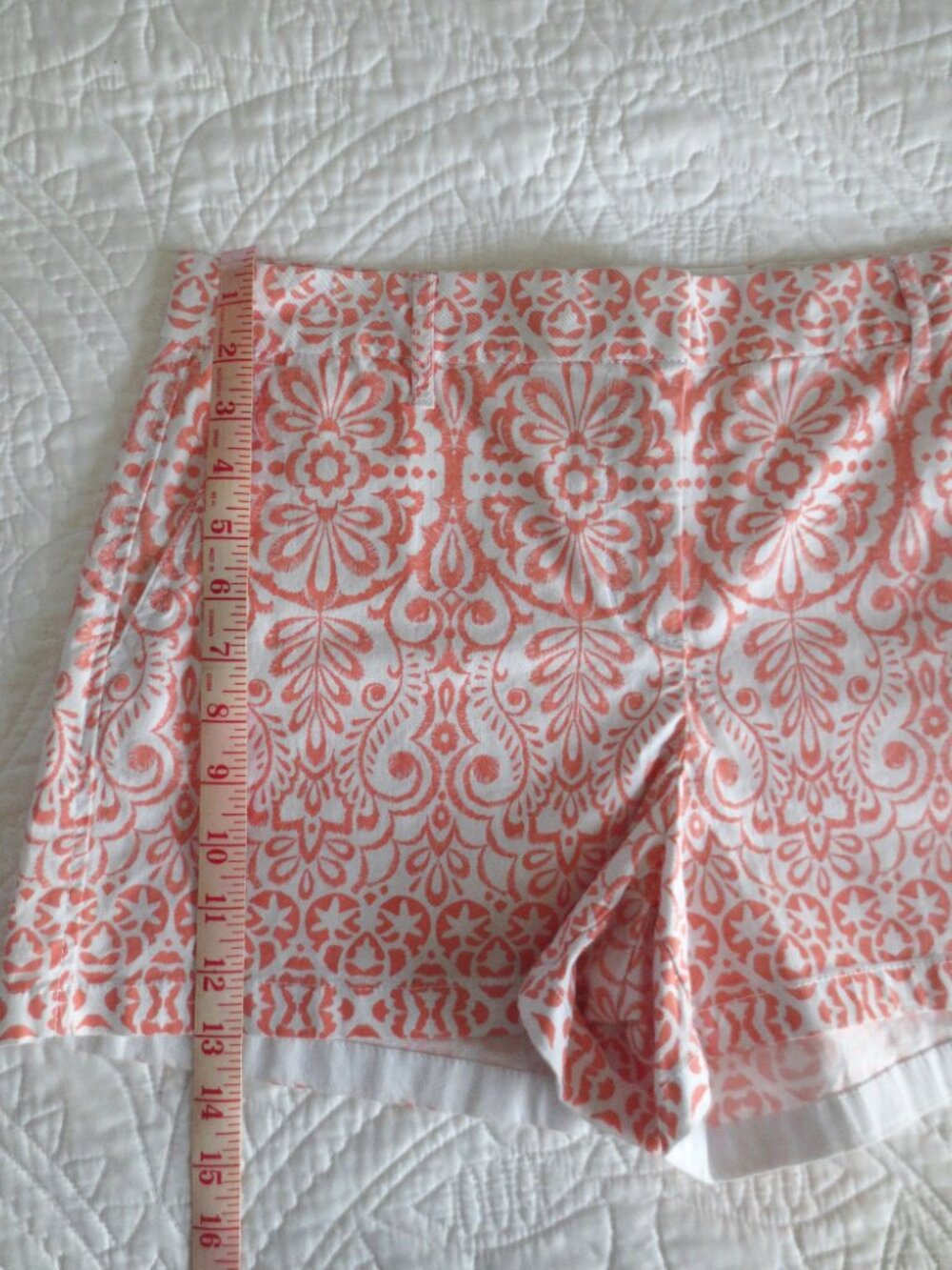 Boho Chic Coral & White Cotton Shorts - Picture 6 of 8